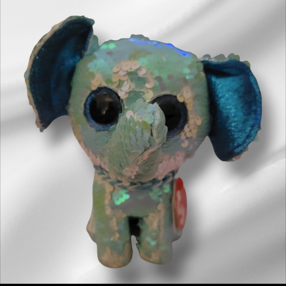 Ty Beanie Boo Flippable Stuart The Elephant With Reversible Sequins Bling 7" - Picture 8 of 11